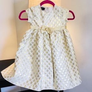 Pretty gold polka dot toddler dress